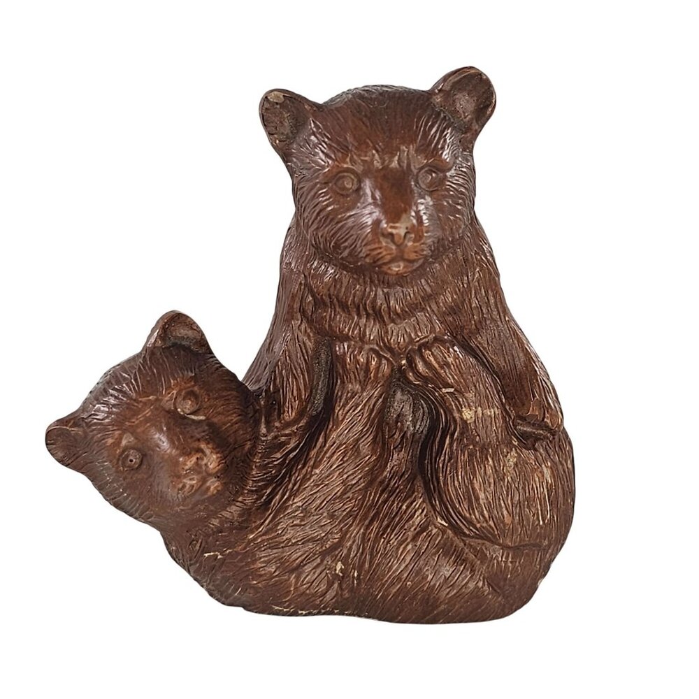 Vintage Red Mill Figurine Bear Cubs Playing #340 Crushed Pecans Resin 1992